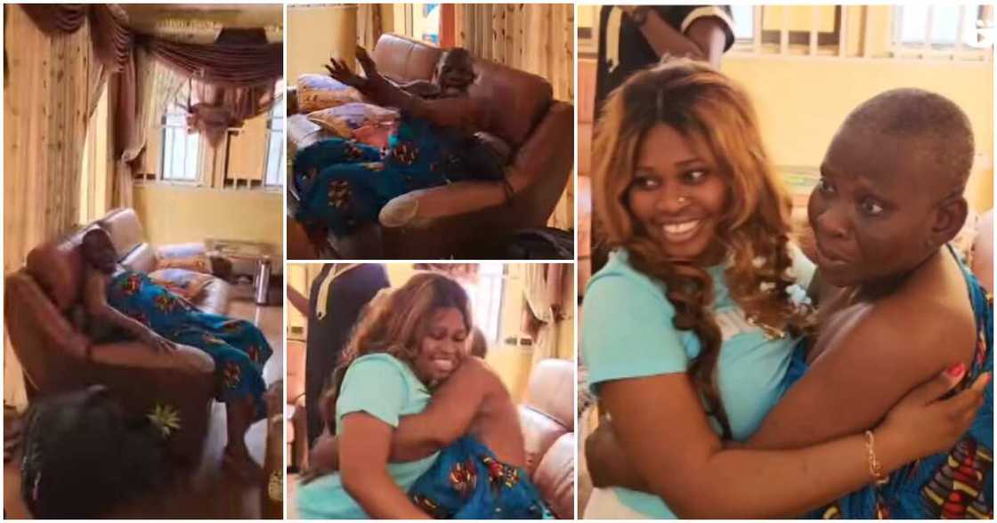 Tawa Ajisefinni surprises mum in Nigeria after 4 years in America. Tawa Ajisefinni surprises mum in Nigeria after 4 years in America.