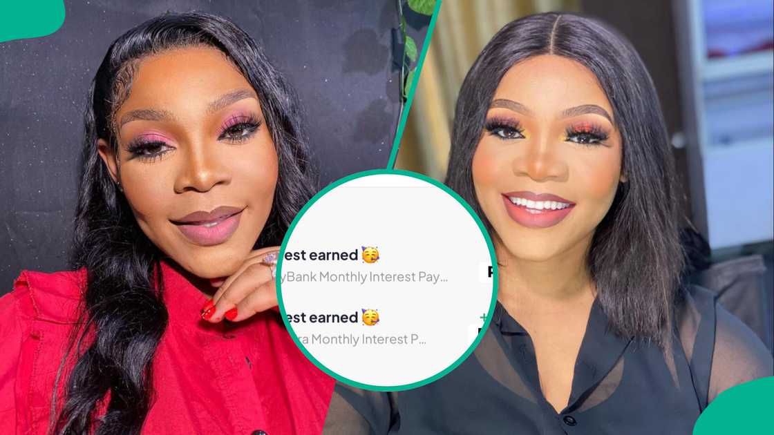 Reactions as lady displays interest Piggyvest paid her for saving money for one month