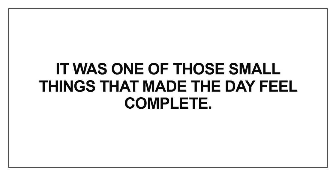 It was one of those small things that made the day feel complete
