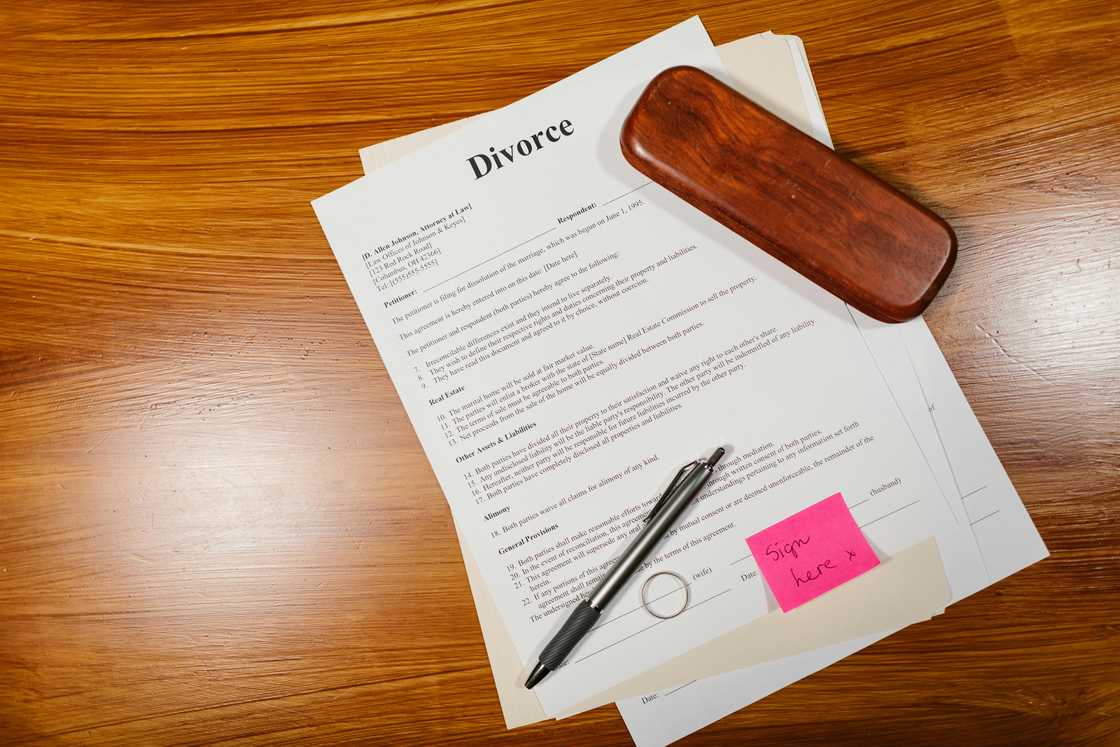 Divorce papers on the table