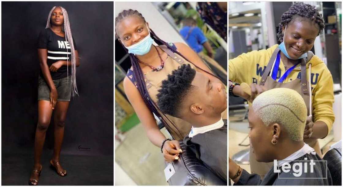 Precious Joseph, Nigerian female barber.