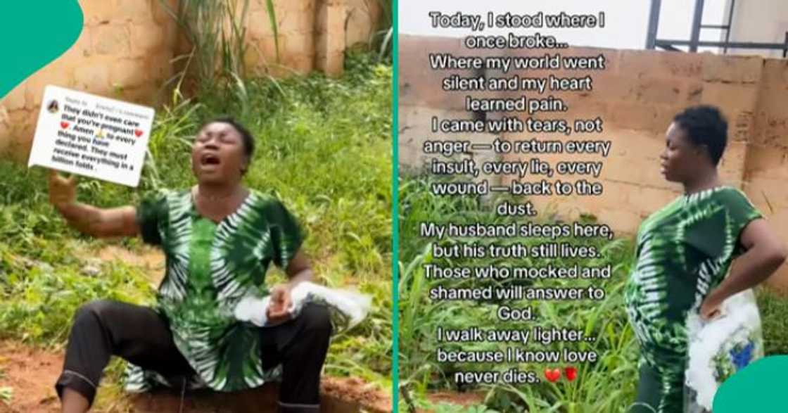 Widow cries out after visiting her husband's graveside, mourns his death. Widow cries out after visiting her husband's graveside, mourns his death.