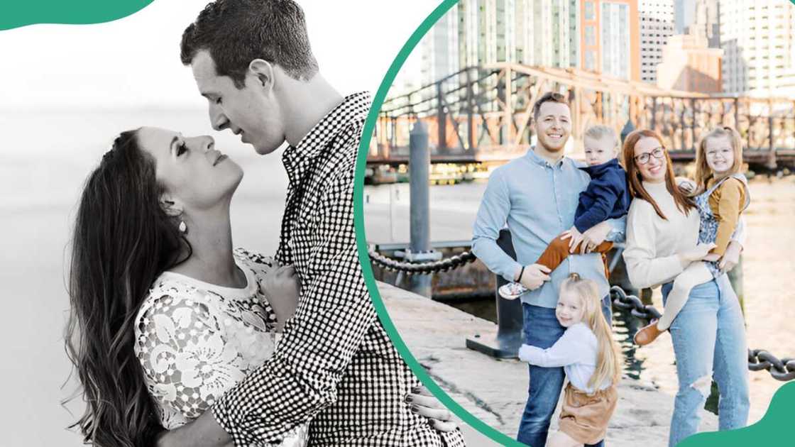 Kathleen Nimmo Lynch posing with her husband (L). She is posing for a family photo with her husband and three children (R) Kathleen Nimmo Lynch posing with her husband (L). She is posing for a family photo with her husband and three children (R)