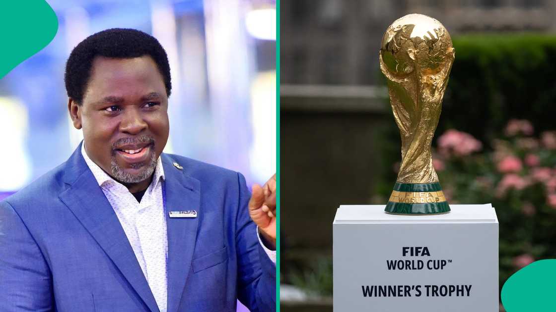 Late Nigerian televangelist Temitope Balogun Joshua (TB Joshua), founder of the Synagogue, Church of All Nations (SCOAN), during a church service. The image accompanies a throwback on one of his widely discussed predictions.