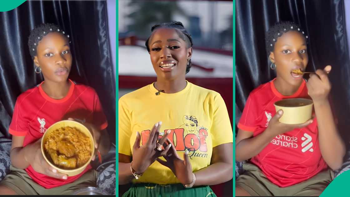 A lady gives Hilda Baci’s record-breaking jollof rice an 8/10 after tasting it. A lady gives Hilda Baci’s record-breaking jollof rice an 8/10 after tasting it.