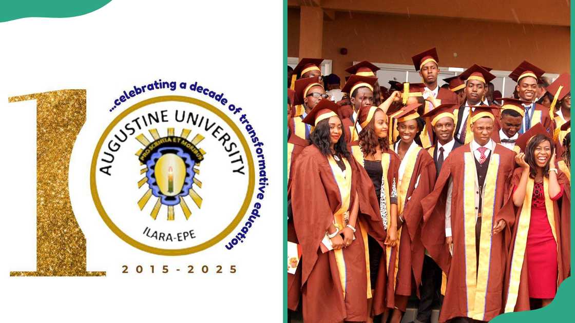 Augustine University official logo and graduates Augustine University official logo and graduates