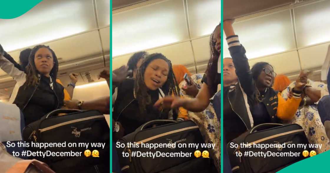 Drama as two ladies fight for bag space in aeroplane Drama as two ladies fight for bag space in aeroplane