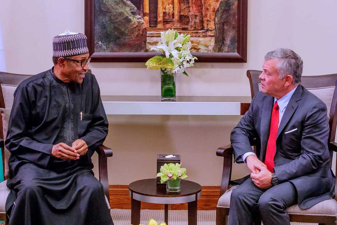 Hotunan ganawar Buhari da Sarki Abdullahi Hussein na Jordan Hotunan ganawar Buhari da Sarki Abdullahi Hussein na Jordan