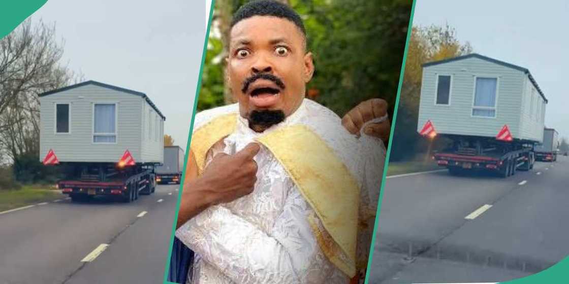 Popular skit maker Woli Agba in shock as he sees a mobile home in the UK