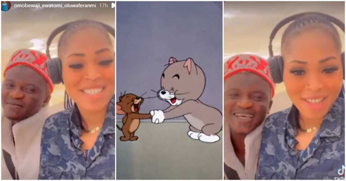 Portable's wife Omobewaji says their love is like Tom and Jerry. Portable's wife Omobewaji says their love is like Tom and Jerry.