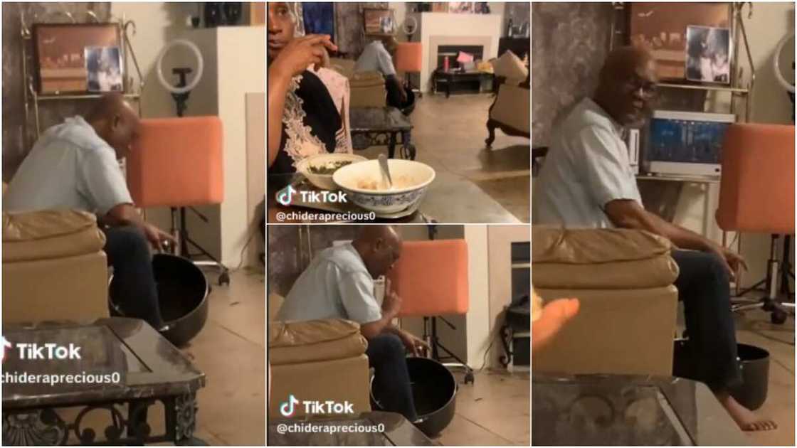 Reactions as Nigerian Dad Eats from Big Pot