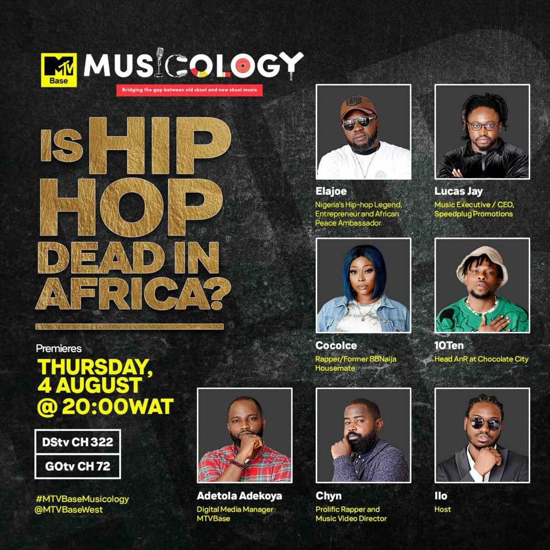 Is Hip-Hop Dead in Africa? - Coco Ice, Elajoe and more discuss on MTV Base's quarterly Musicology series Is Hip-Hop Dead in Africa? - Coco Ice, Elajoe and more discuss on MTV Base's quarterly Musicology series