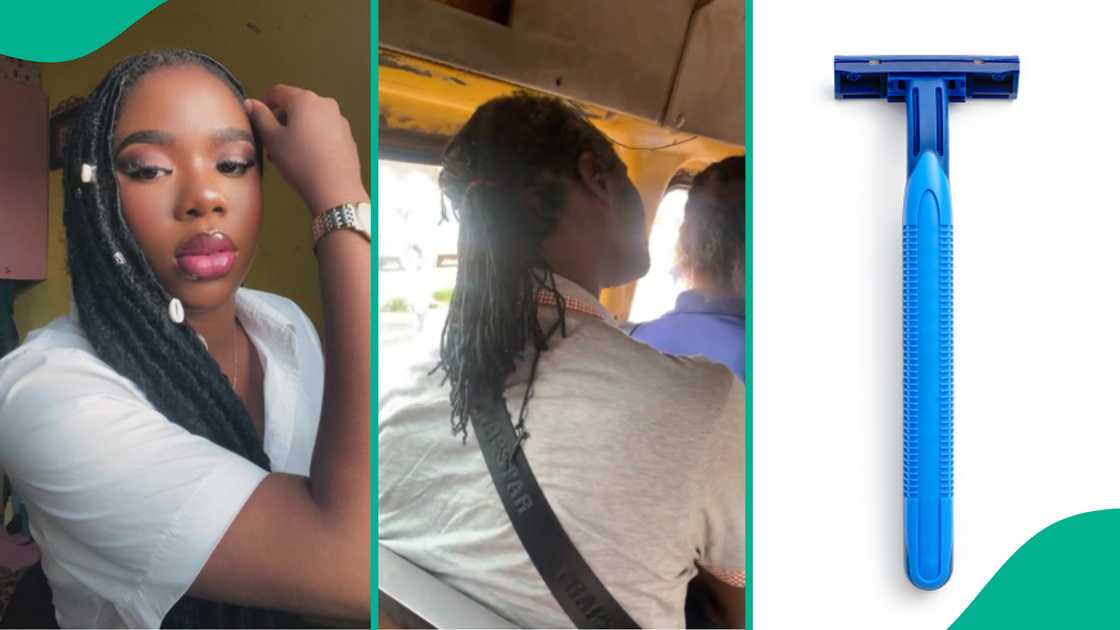 Lady spots man using shaving stick on public bus, shares video Lady spots man using shaving stick on public bus, shares video