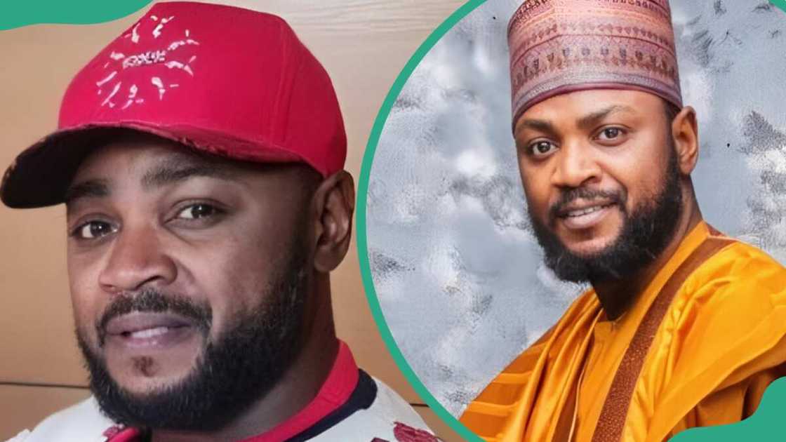 Adam Zango in a red cap and white T-shirt (L) and the actor in a yellow outfit (R Adam Zango in a red cap and white T-shirt (L) and the actor in a yellow outfit (R