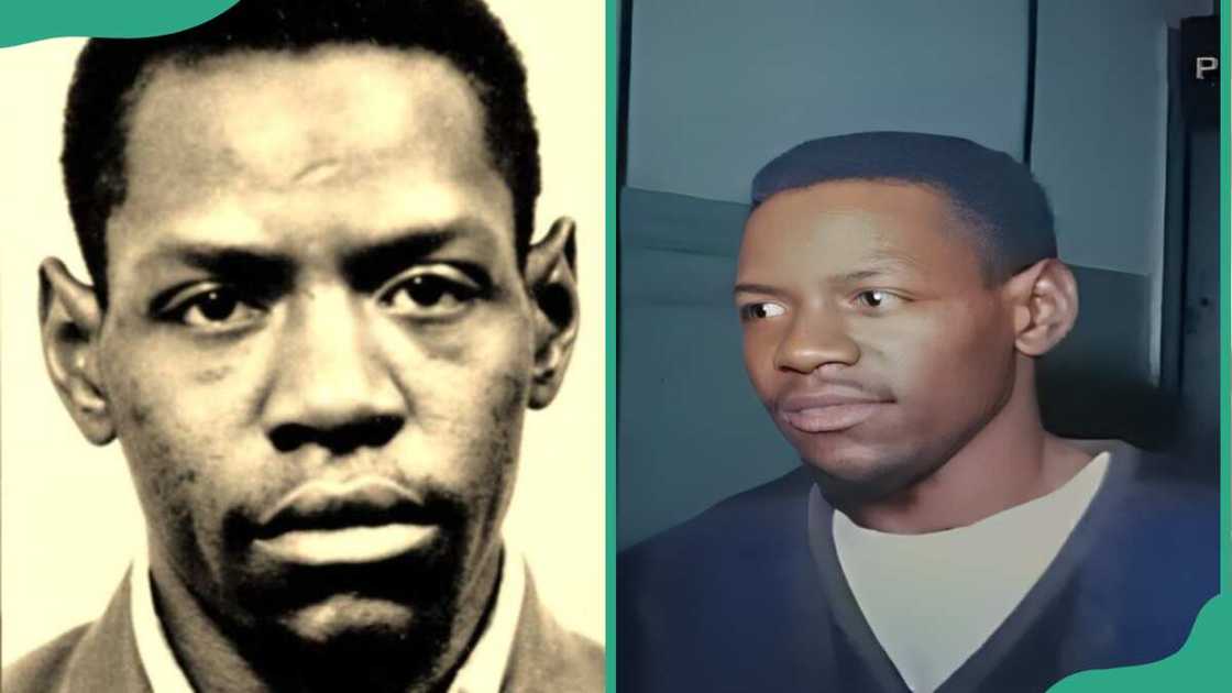 A mugshot of Posteal Laskey Jr (L). The serial killer in court (R). A mugshot of Posteal Laskey Jr (L). The serial killer in court (R).
