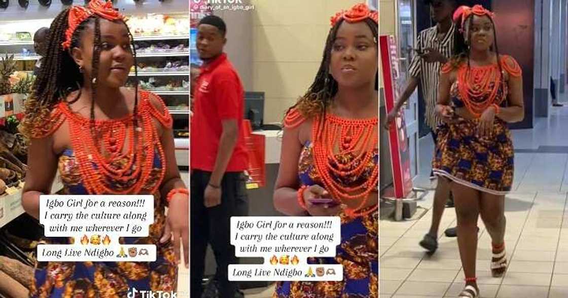 Lady arrives mall in traditional attire Lady arrives mall in traditional attire