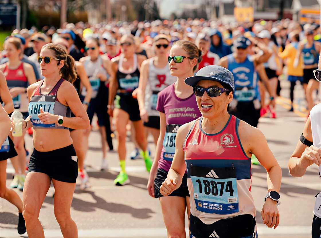 Runners participating in the Boston Marathon