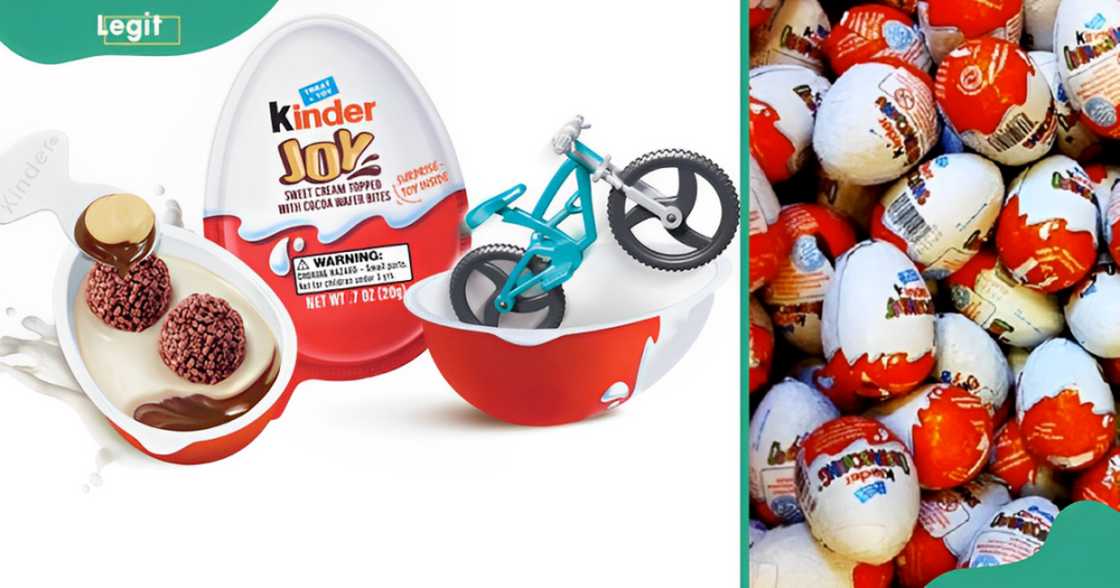 An opened Kinder Surprise Egg (L) and a collection of eggs (R). An opened Kinder Surprise Egg (L) and a collection of eggs (R).