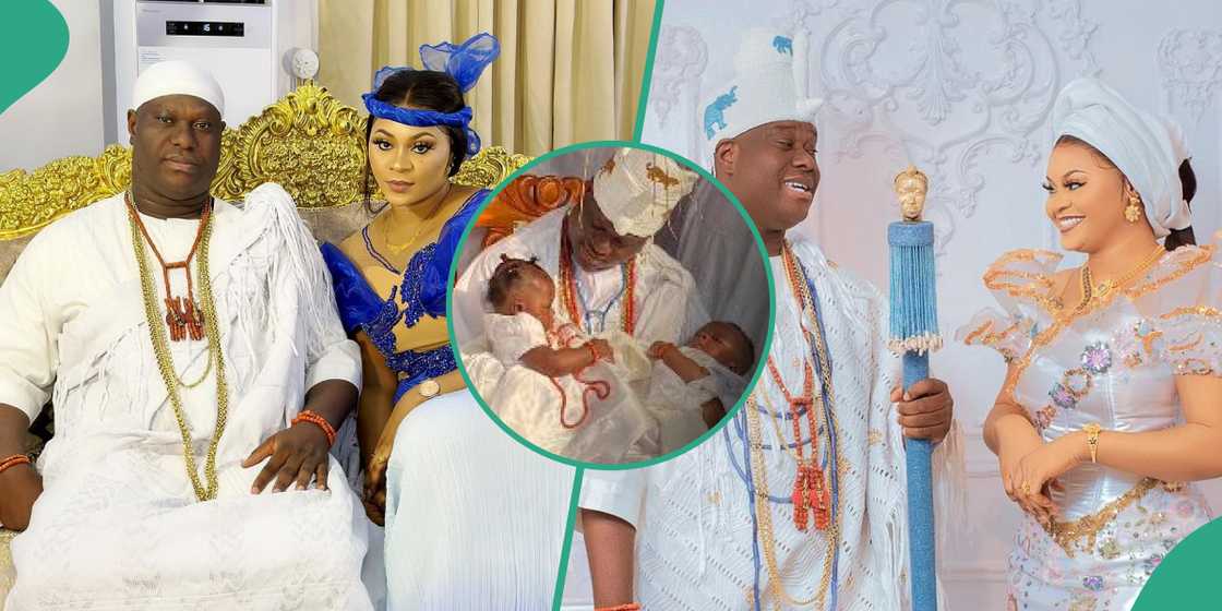 Ooni of Ife welcomes his twin to the palace. Ooni of Ife welcomes his twin to the palace.