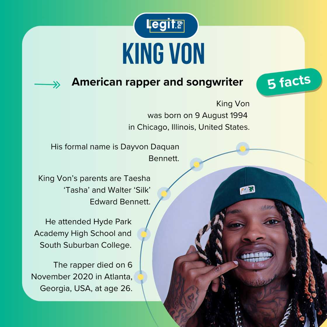 Five facts about American rapper, King Von. Five facts about American rapper, King Von.