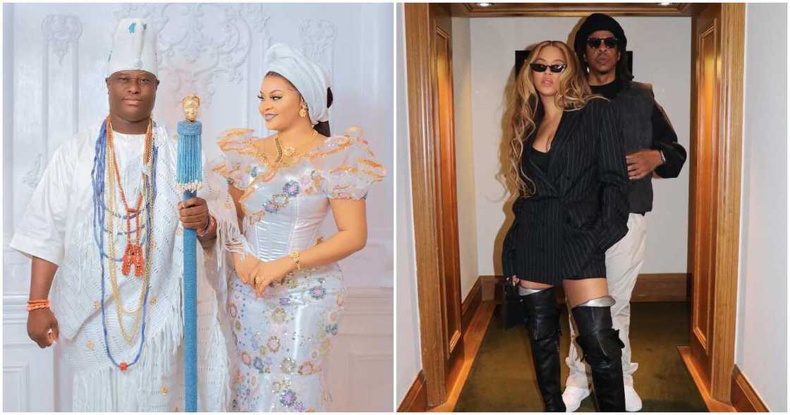 Ooni of Ife's wife Queen Tobi Phillips challenges Beyonce and Jay Z. Ooni of Ife's wife Queen Tobi Phillips challenges Beyonce and Jay Z.
