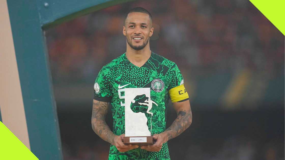 William Troost-Ekong with his MVP gong at AFCON 2023. William Troost-Ekong with his MVP gong at AFCON 2023.