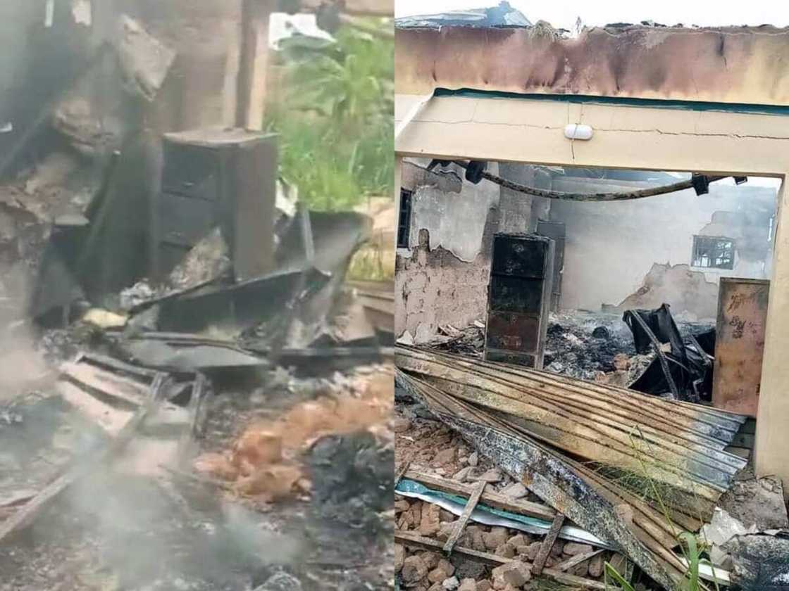 Wasu Yan Bindiga Sun Sake Ƙona Wani Ofishin Hukumar Zaɓe INEC Wasu Yan Bindiga Sun Sake Ƙona Wani Ofishin Hukumar Zaɓe INEC