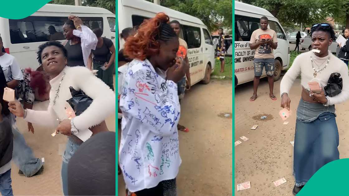 Man sprays N10 notes as he celebrates ex-girlfriend during her sign-out, video emerges Man sprays N10 notes as he celebrates ex-girlfriend during her sign-out, video emerges