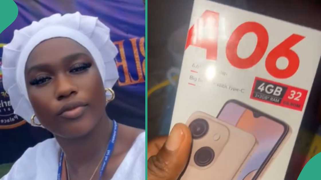 Lady gets gifts from church. Lady gets gifts from church.