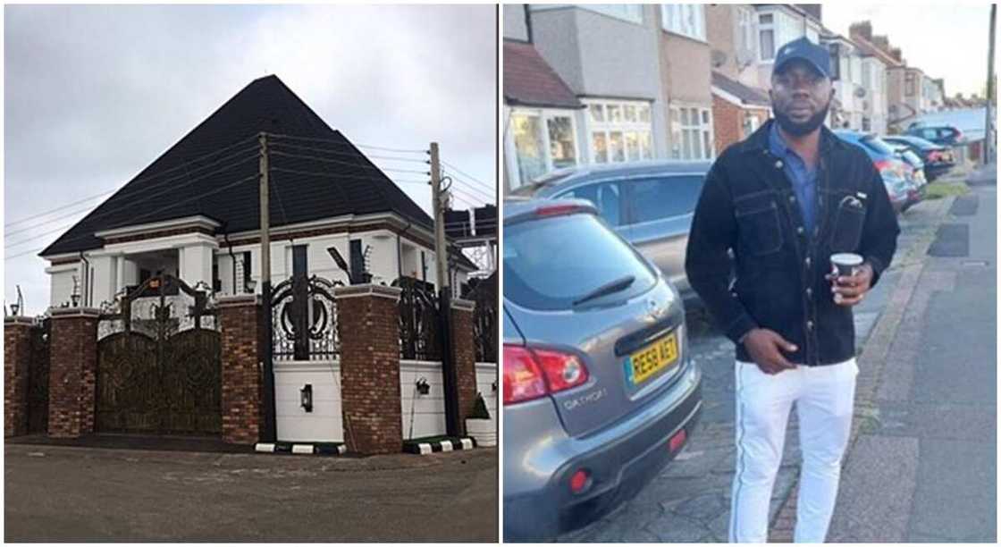 Don Chima shows photo of the house he built for his parents. Don Chima shows photo of the house he built for his parents.