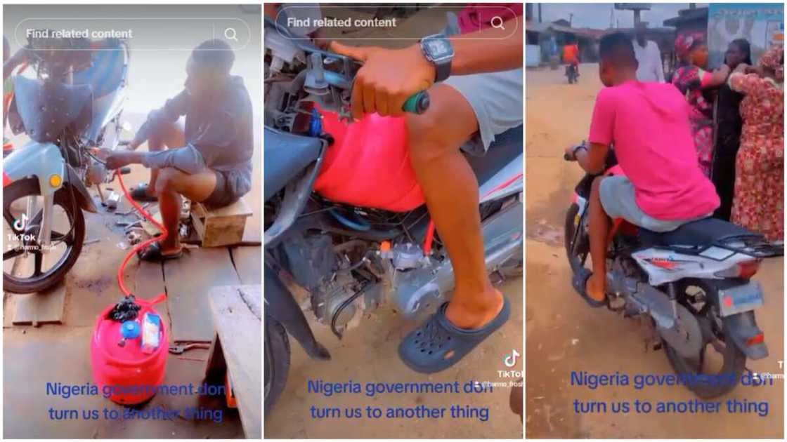 Fuel in Nigerian economy/Man used 6kg cylinder. Fuel in Nigerian economy/Man used 6kg cylinder.