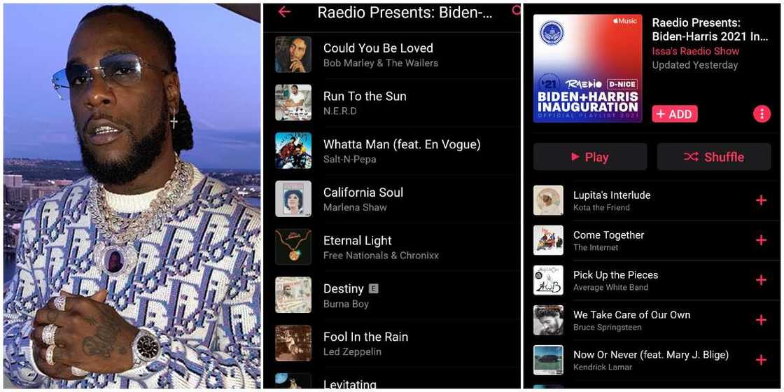 Burna Boy's song featured in Bidden, Harris inauguration playlist