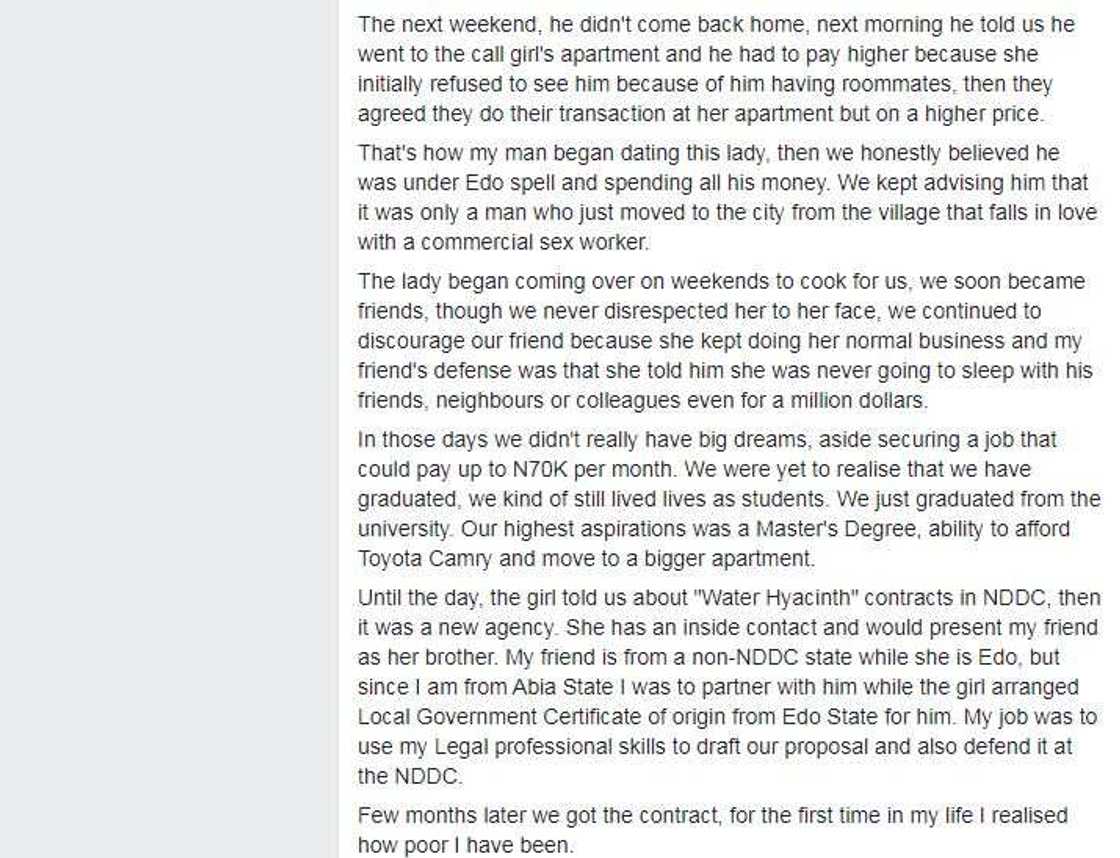 Nigerian man narrates how a call girl changed his life and that of his friends Nigerian man narrates how a call girl changed his life and that of his friends