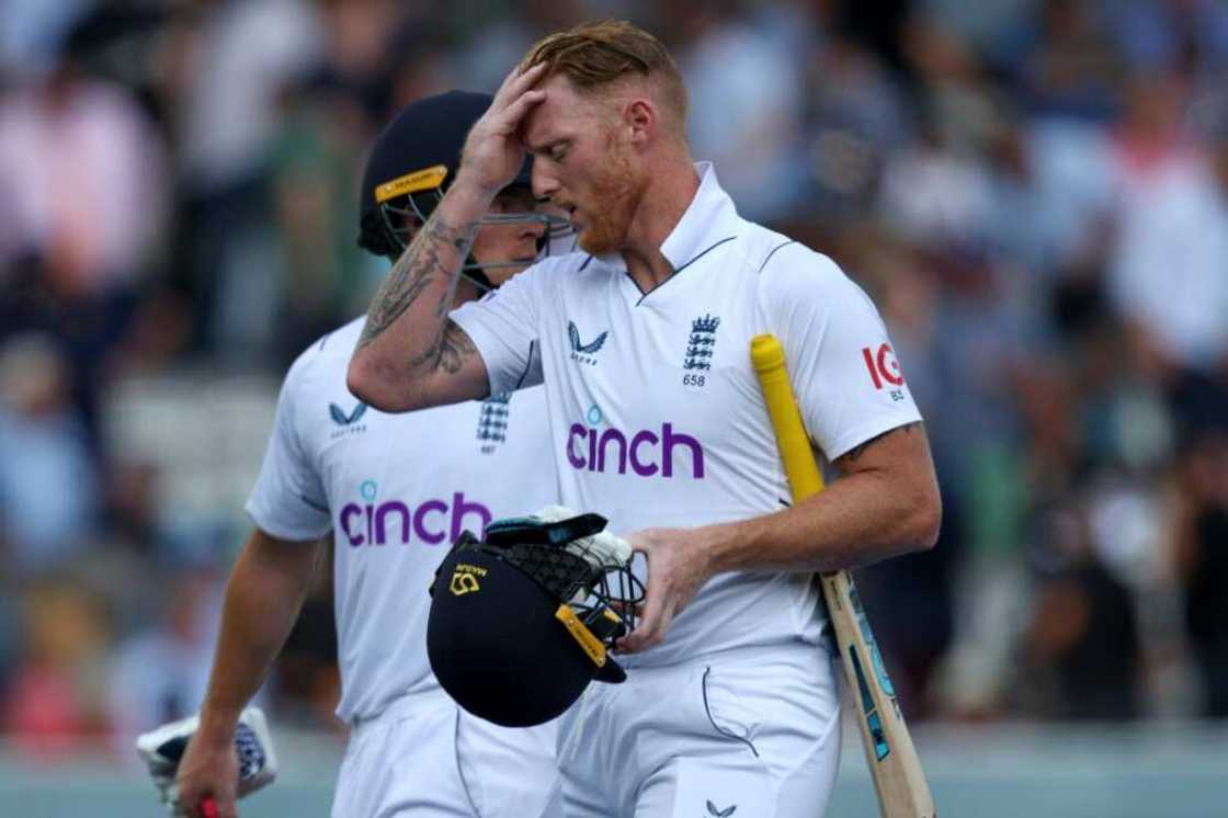 England captain Ben Stokes walks back to the pavilion after being dismissed for 20 on the first day of the first Test against South Africa