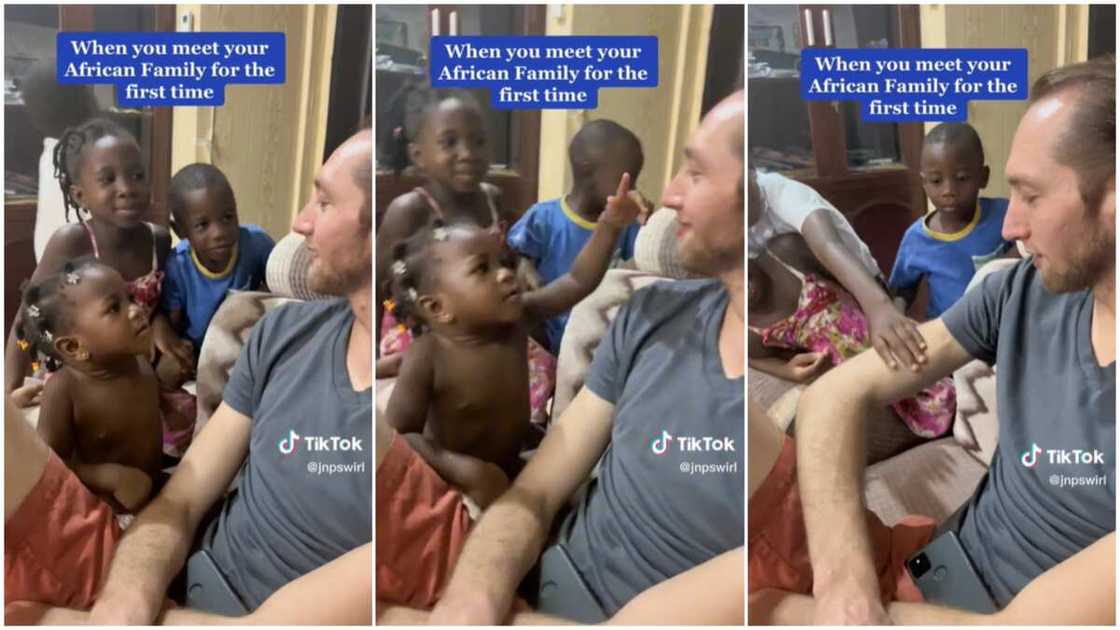 White man and family/kids surprised to see oyinbo man.