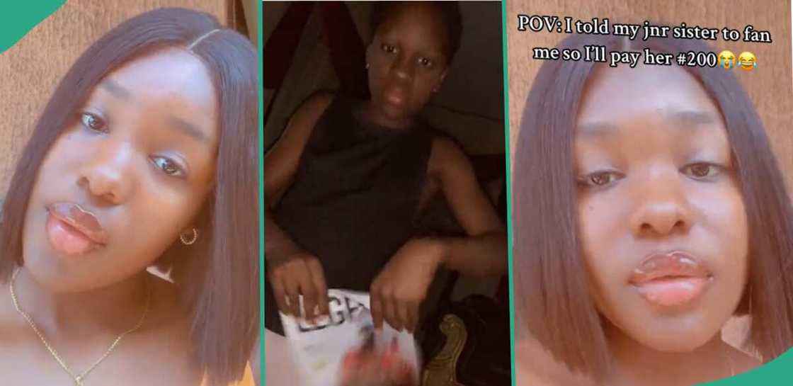 Lady pays her sister N200 to fan her. Lady pays her sister N200 to fan her.