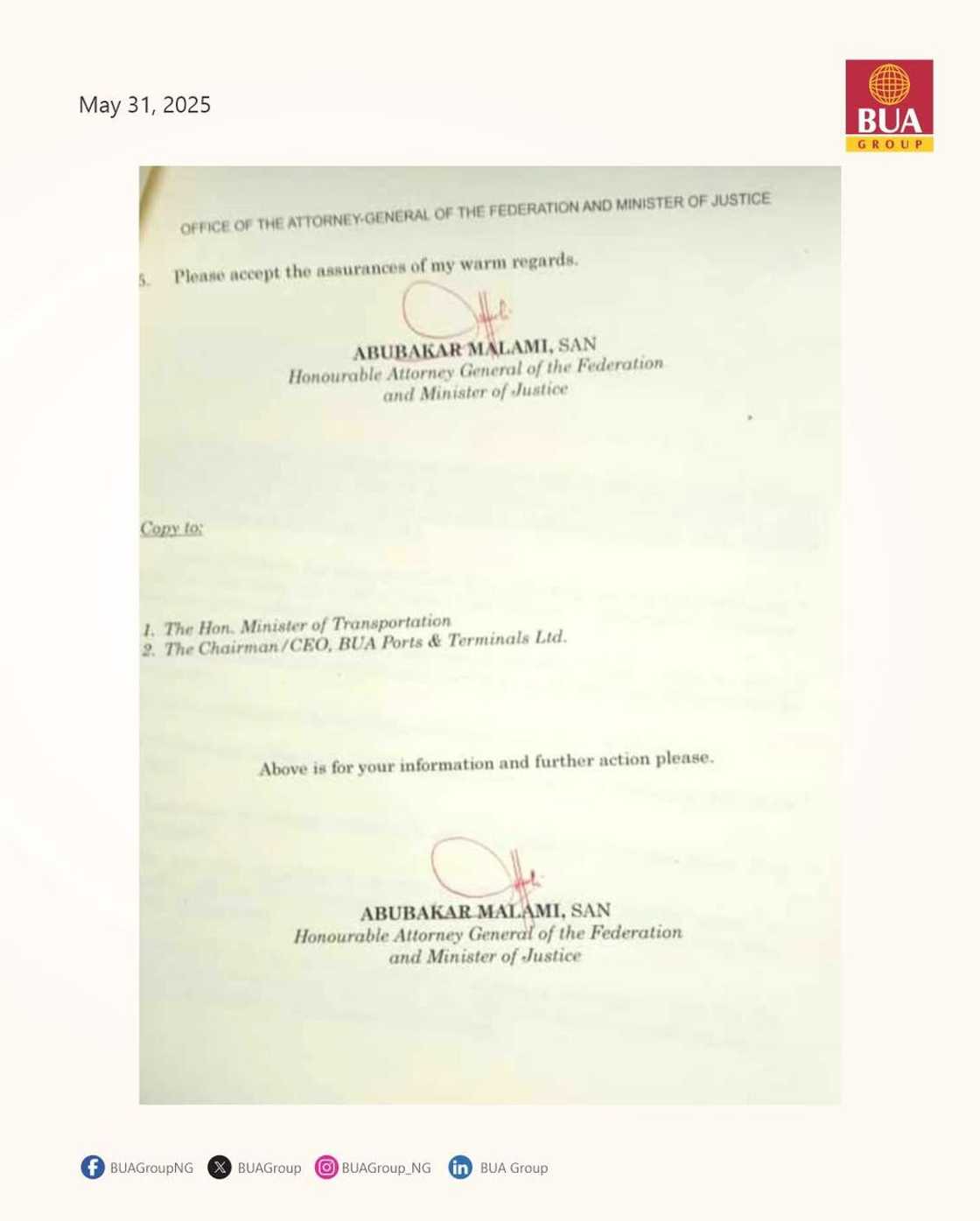 BUA Issues Official Response to Hadiza Bala Usman’s Contractual Breach Allegations BUA Issues Official Response to Hadiza Bala Usman’s Contractual Breach Allegations