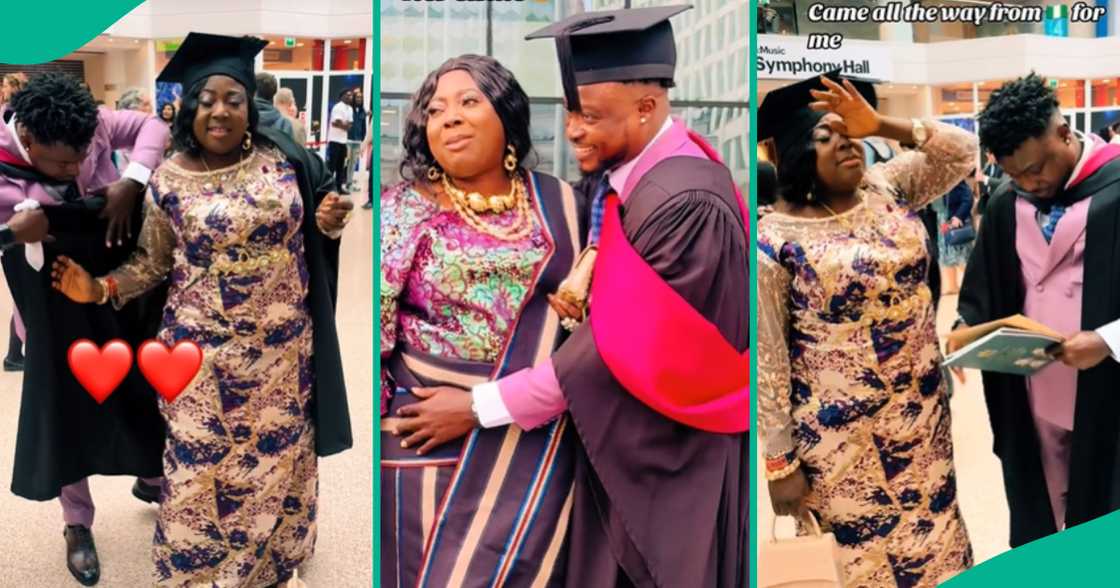 mother excited as son graduates