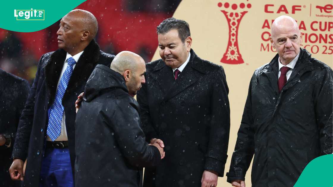 Patrice Motsepe, Walid Regragui, Prince Moulay Rachid, Gianni Infantino, AFCON 2025. Patrice Motsepe, Walid Regragui, Prince Moulay Rachid, Gianni Infantino, AFCON 2025.