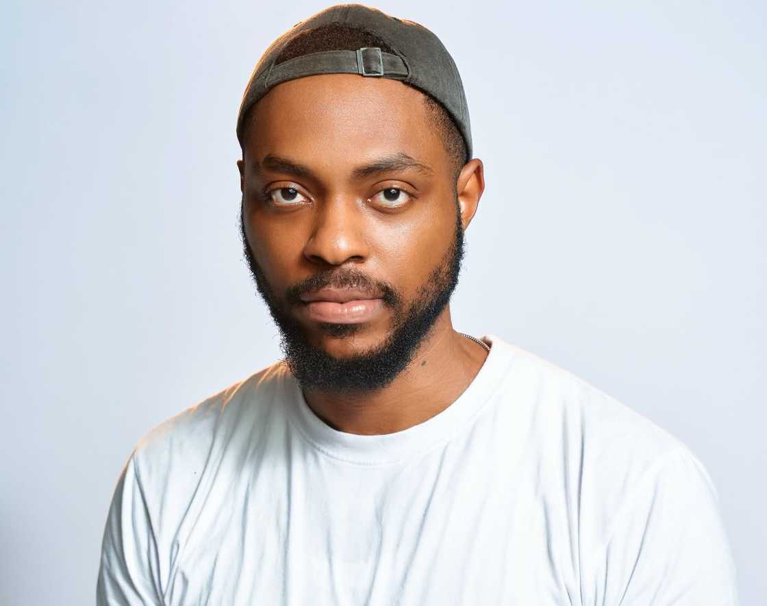 Ricky poses for a BBNaija promo portrait