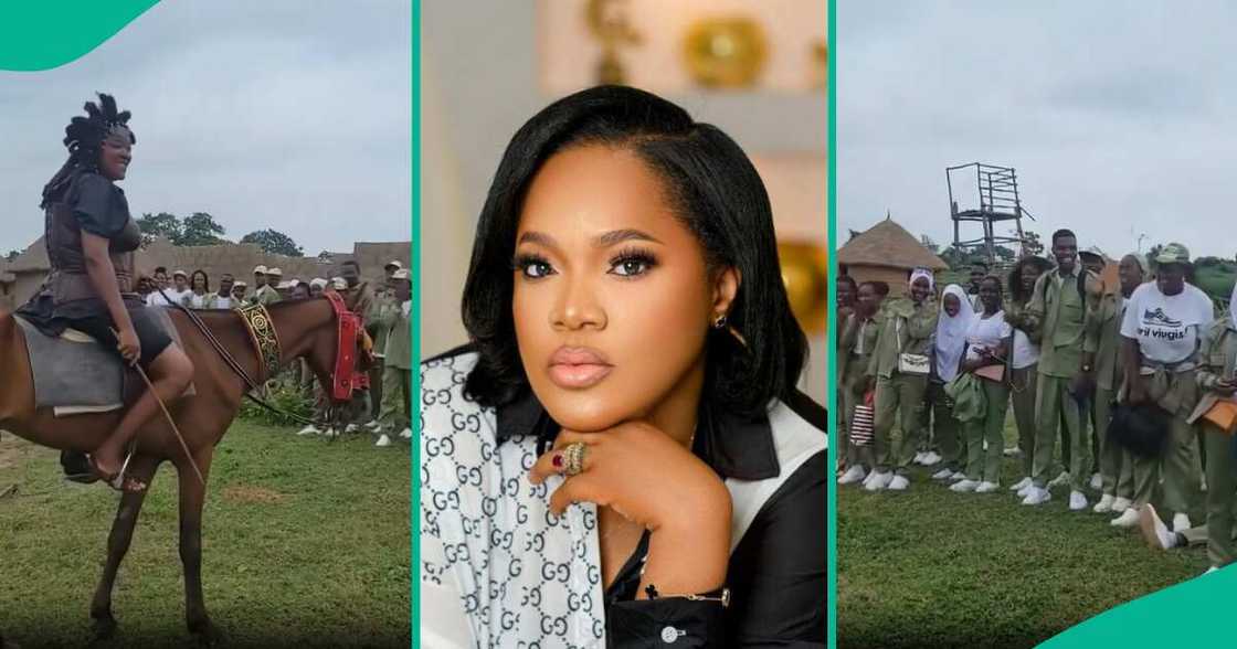 NYSC members visit Toyin Abraham on set. NYSC members visit Toyin Abraham on set.