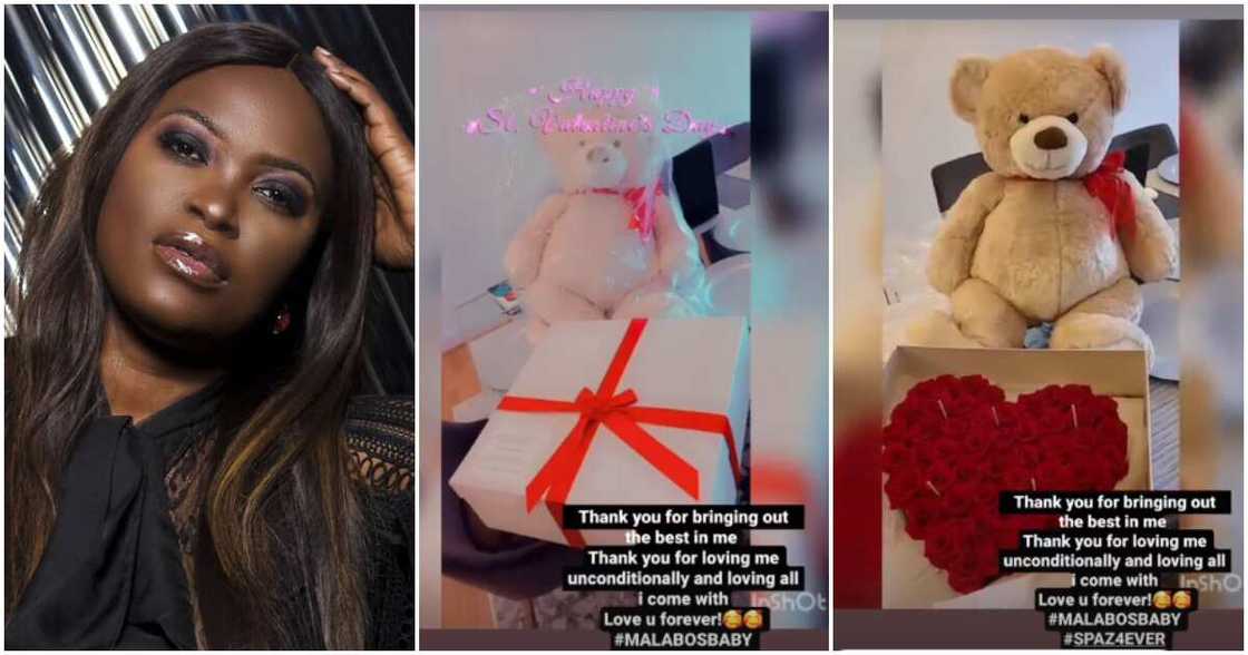 Valentine's Day: 2baba's US-based baby mama, Pero, spoiled silly by her lover, shows off gifts she got Valentine's Day: 2baba's US-based baby mama, Pero, spoiled silly by her lover, shows off gifts she got