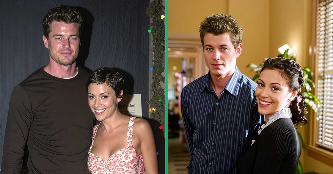 Eric Dane and Alyssa Milano pose in different places. Eric Dane and Alyssa Milano pose in different places.