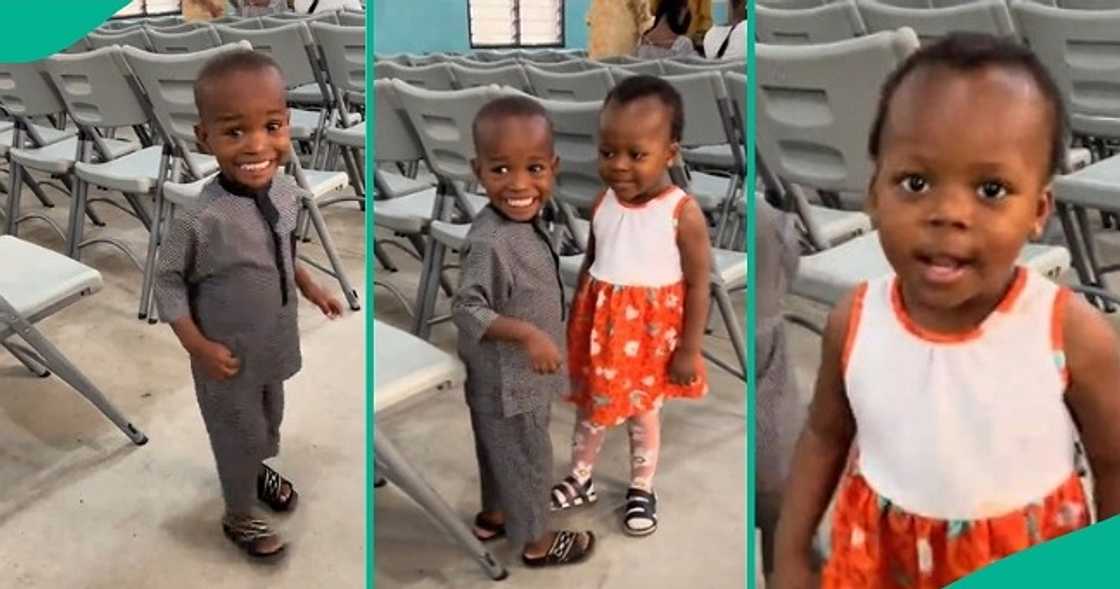 Two toddlers run around church in video