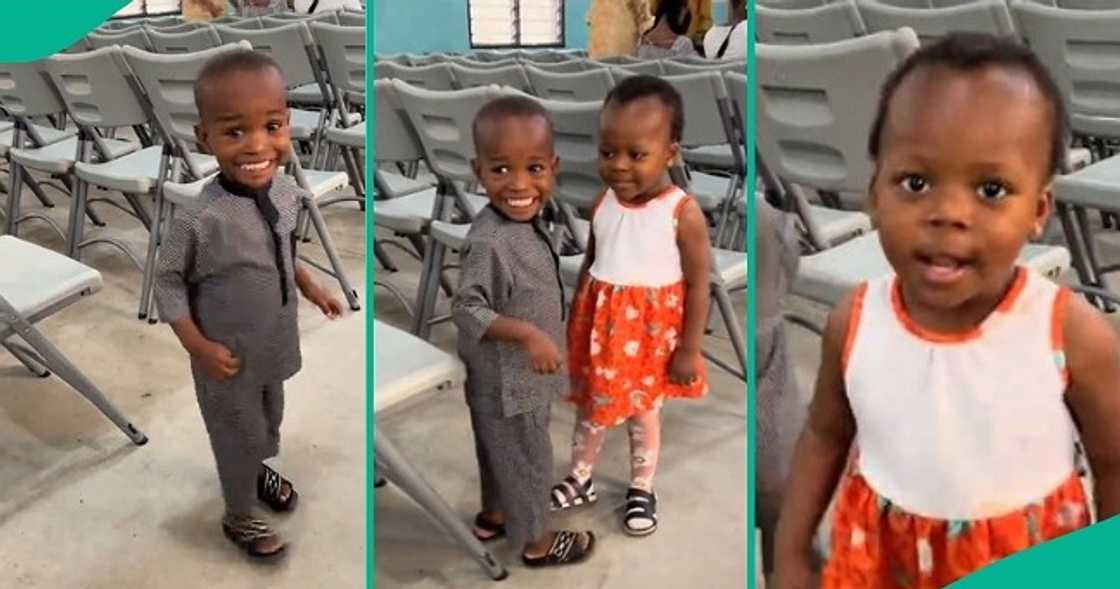 Two toddlers run around church in video Two toddlers run around church in video