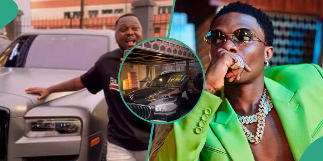 Nigerian singer Wizkid and content creator Egungun Nigerian singer Wizkid and content creator Egungun