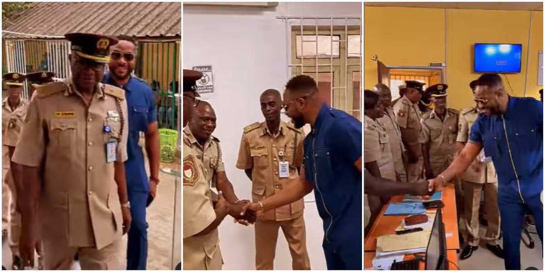 Bolanle Ninalowo and immigration officers. Bolanle Ninalowo and immigration officers.