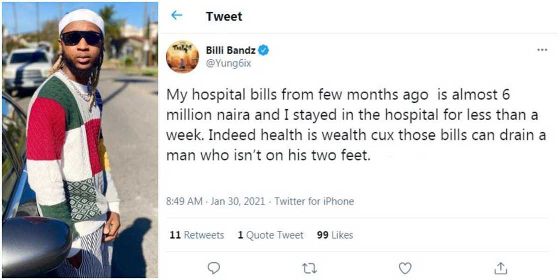 Health is wealth, rapper Yung6ix tells fans after spending almost N6m on hospital bill Health is wealth, rapper Yung6ix tells fans after spending almost N6m on hospital bill
