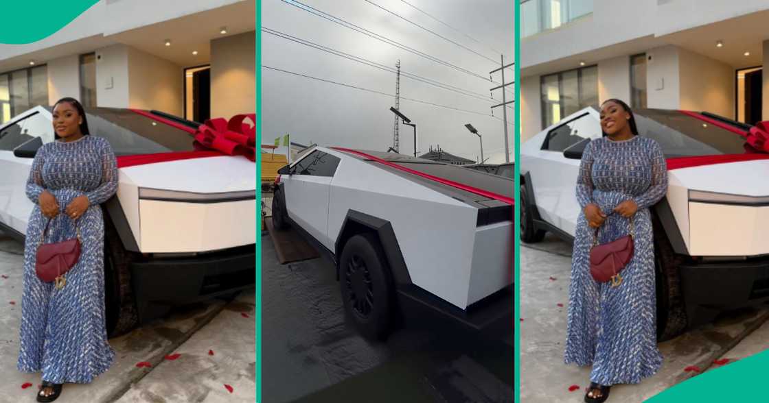 Nigerian lady buys herself a new Tesla Cybertruck. Nigerian lady buys herself a new Tesla Cybertruck.