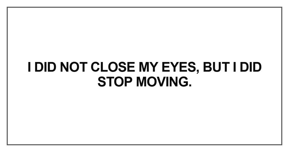 I did not close my eyes, but I did stop moving